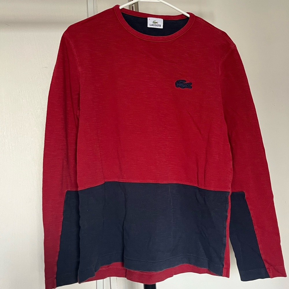 Men’s red and navy blue long sleeve